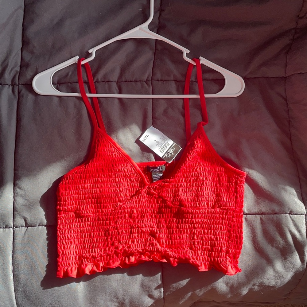 Vibrant Red Triangle Crop Top